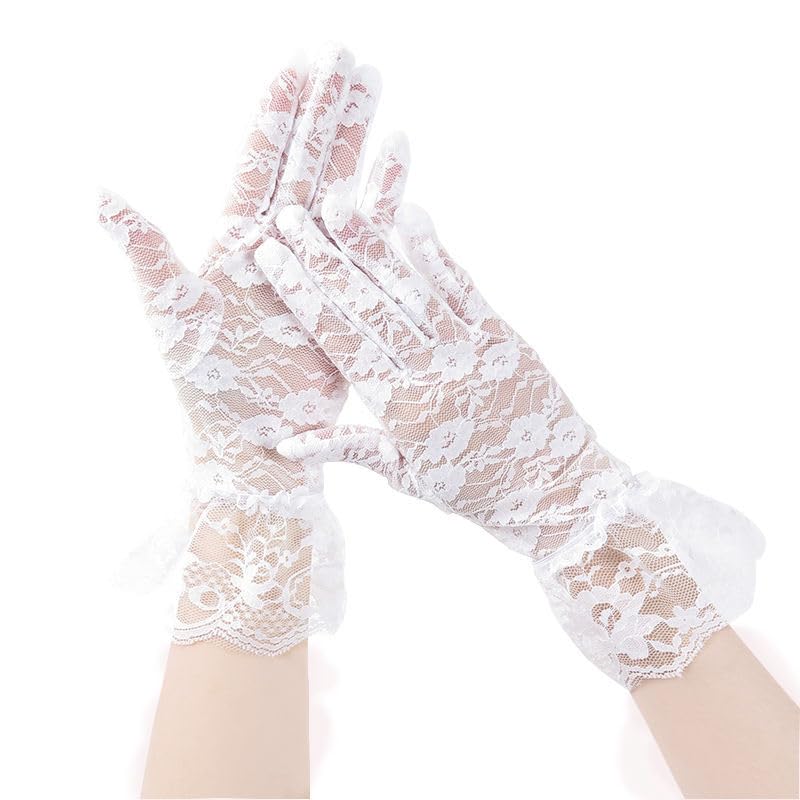 ZIBUYU Lace Gloves for Bride Marriage Dress Gathered Rhinestone Lace Sequins Satin Bridal Party Wedding(white) ZIBUYU Lace Gloves for Bride Marriage Dress Gathered Rhinestone Lace Sequins Satin Bridal Party Wedding(white)